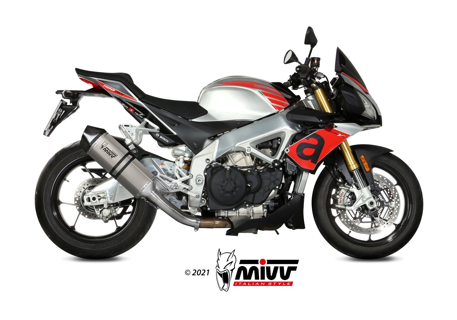 MIVV Slip-on, Speed Edge Titan, Standard Exhaust For Aprilia Tuono V4 ...