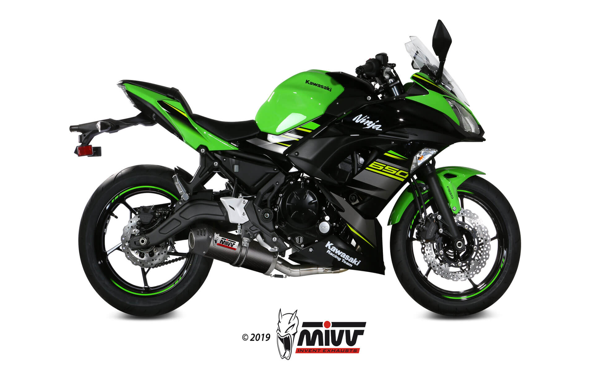 Mivv Full System 2x1 Oval Carbon Standard Exhaust For Kawasaki Ninja